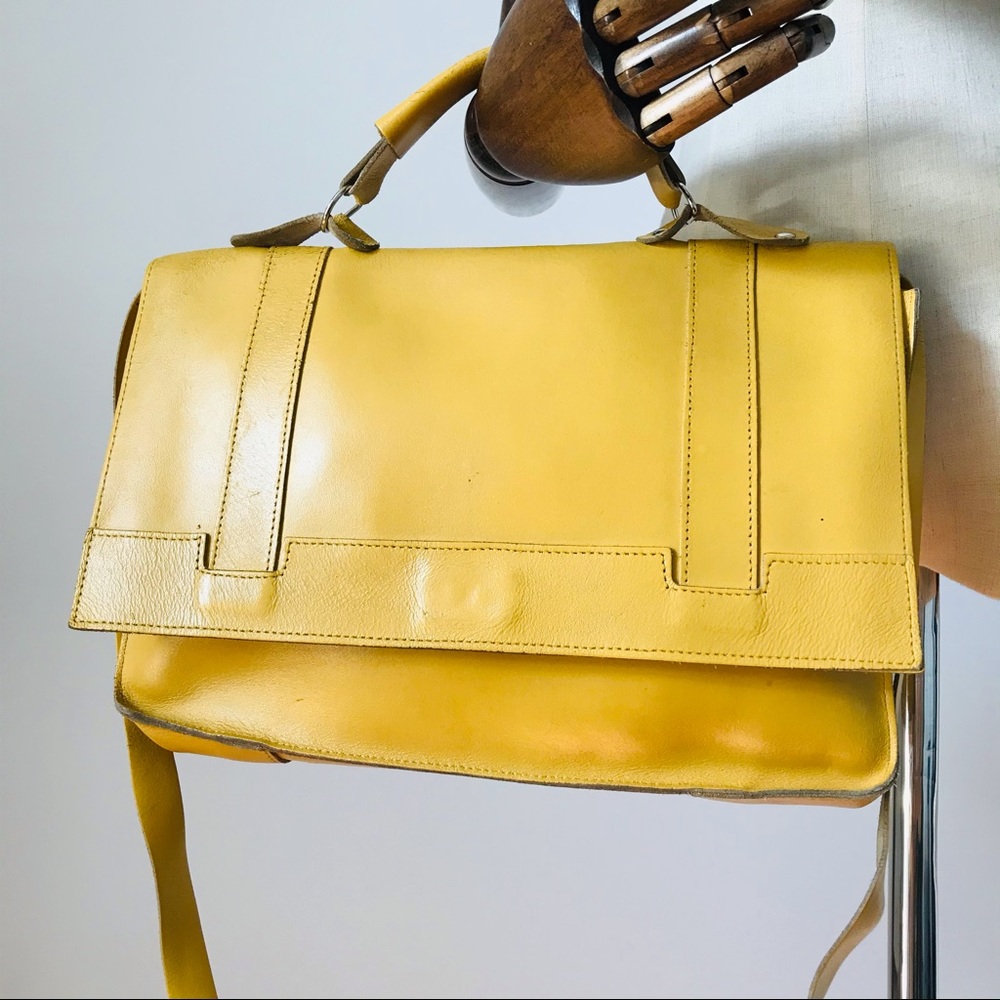 Yellow Leather Vintage Shoulder Bag